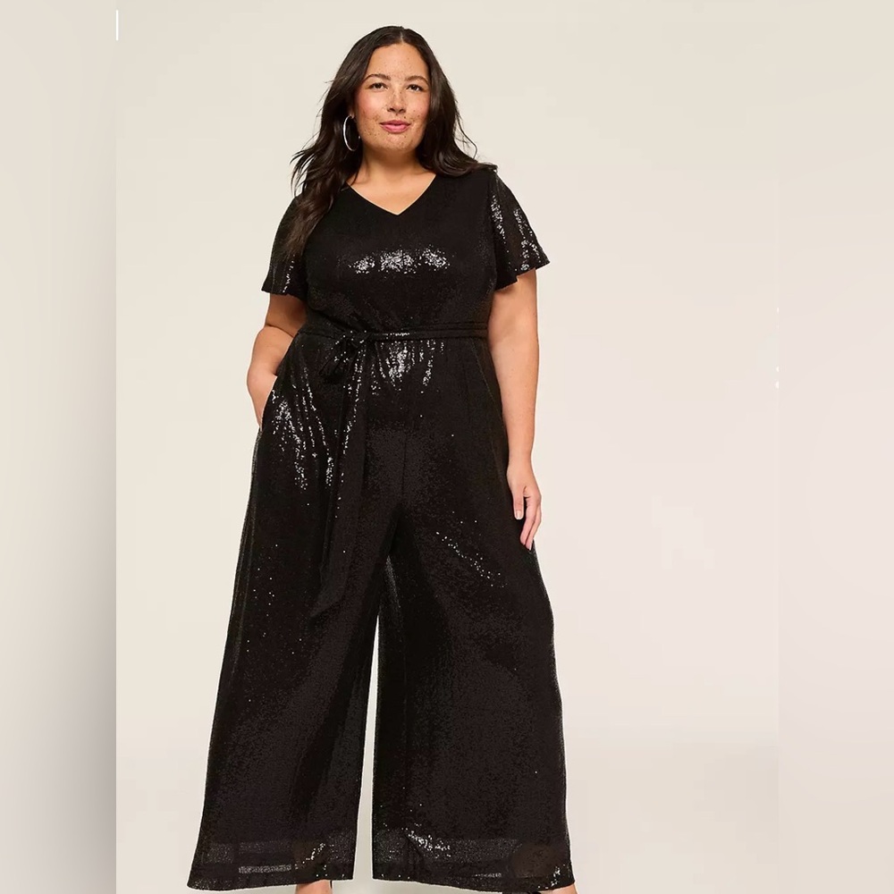 Lane Bryant Black Sequin Jumpsuit